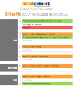 Coach Monica's FREE 21 Day Fix Meal Plan: Daily Success Schedule | TheFitClubNetwork.com