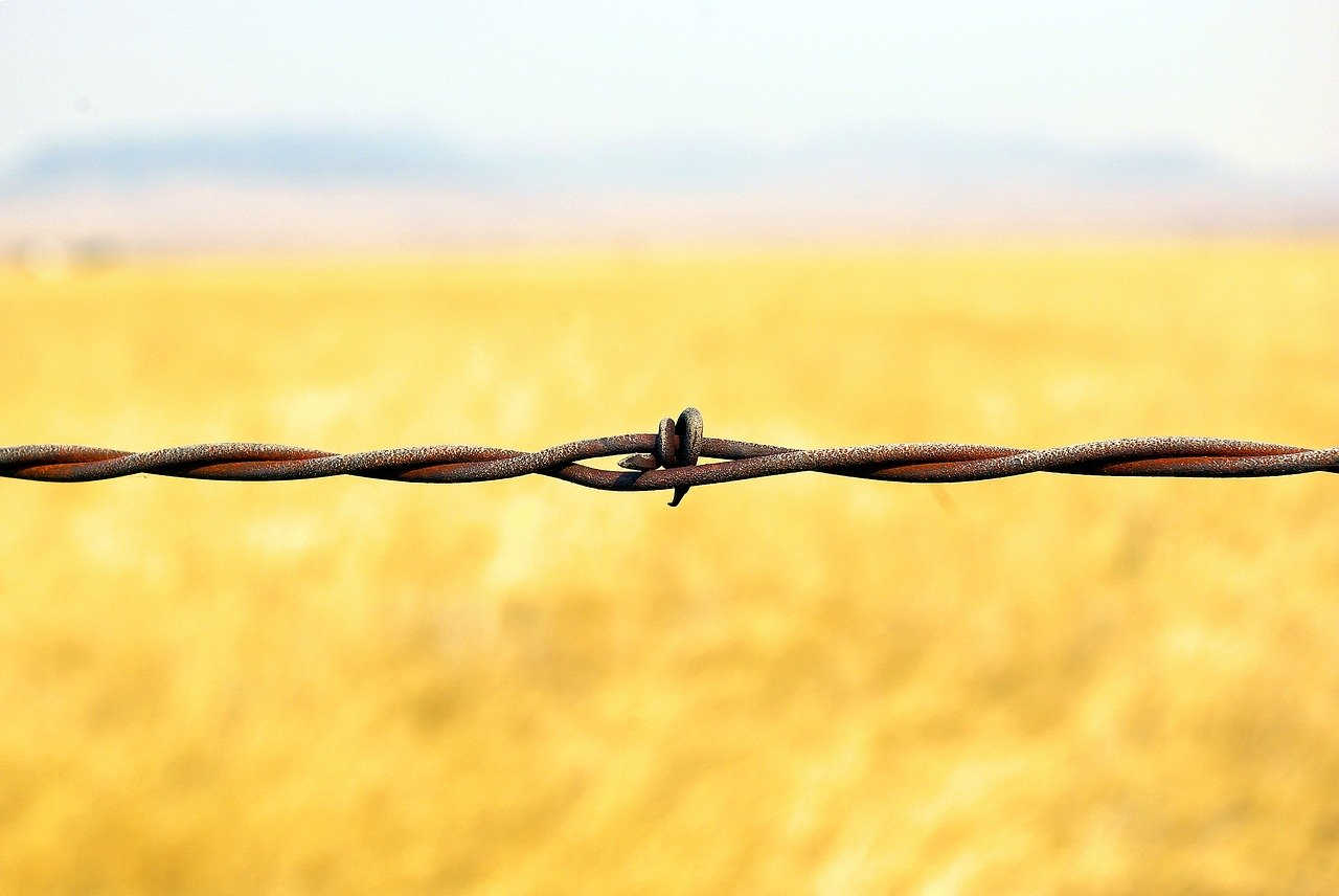 Barbed wire fence in front of field | THEFITCLUBNETWORK.COM