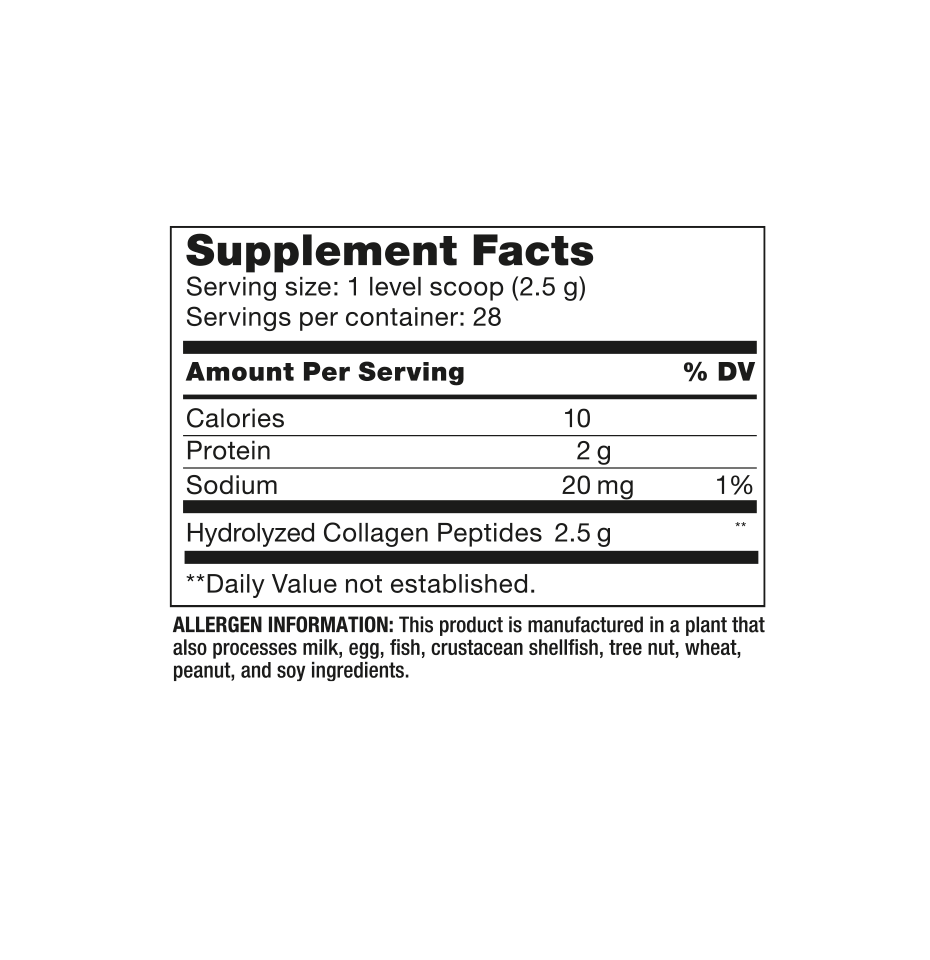 Beachbody Collagen Nutrition Label | THEFITCLUBNETWORK.COM