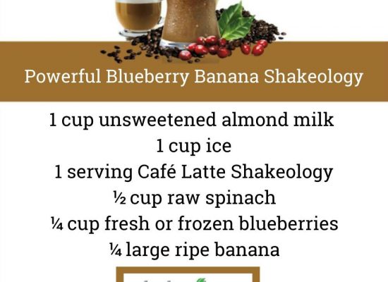 CAFE LATTE SHAKEOLOGY RECIPE:  Powerful Blueberry Banana